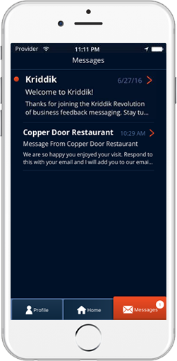 Direct Messaging with Businesses from the Kriddik Mobile App